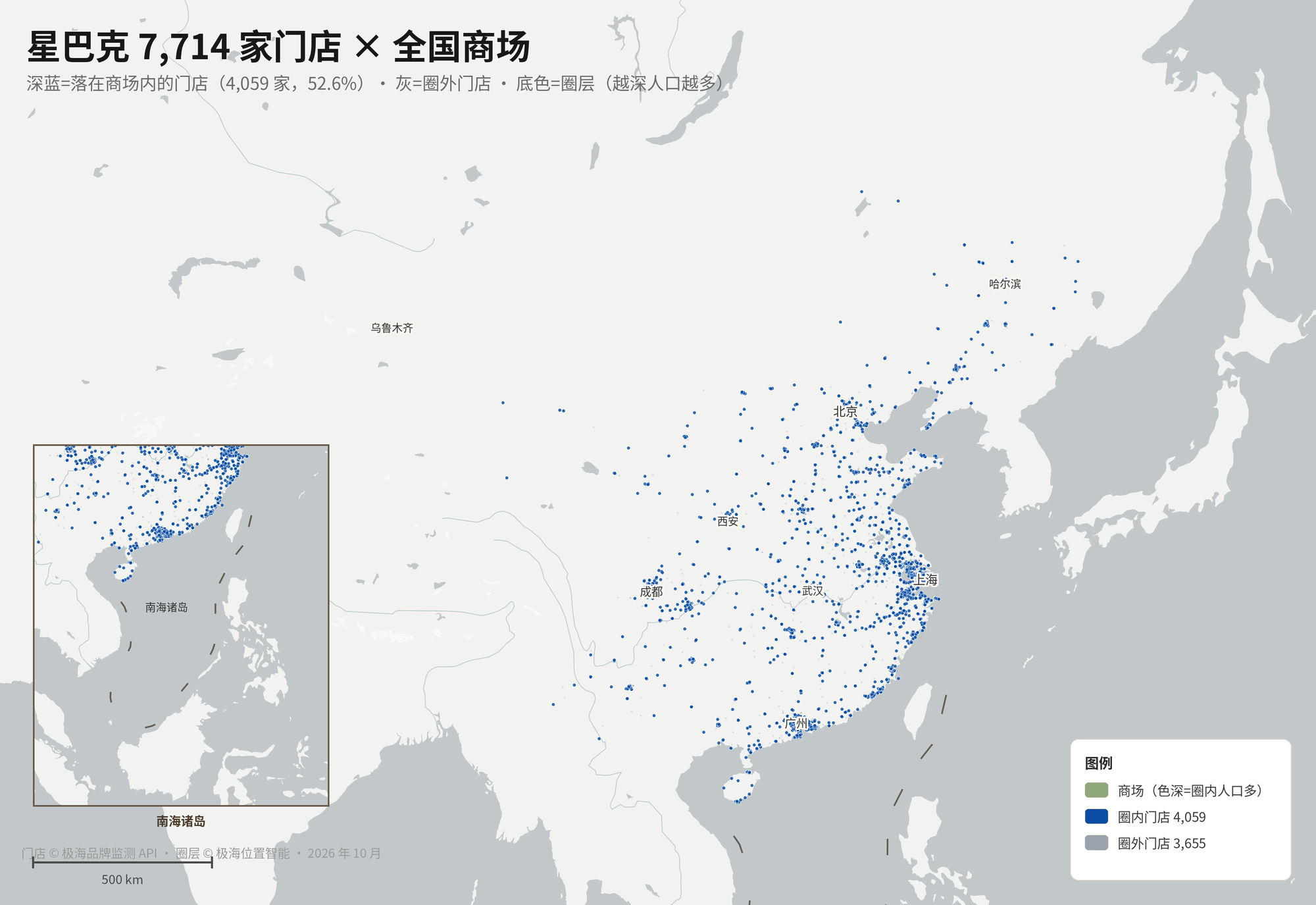 星巴克门店与商场分布图